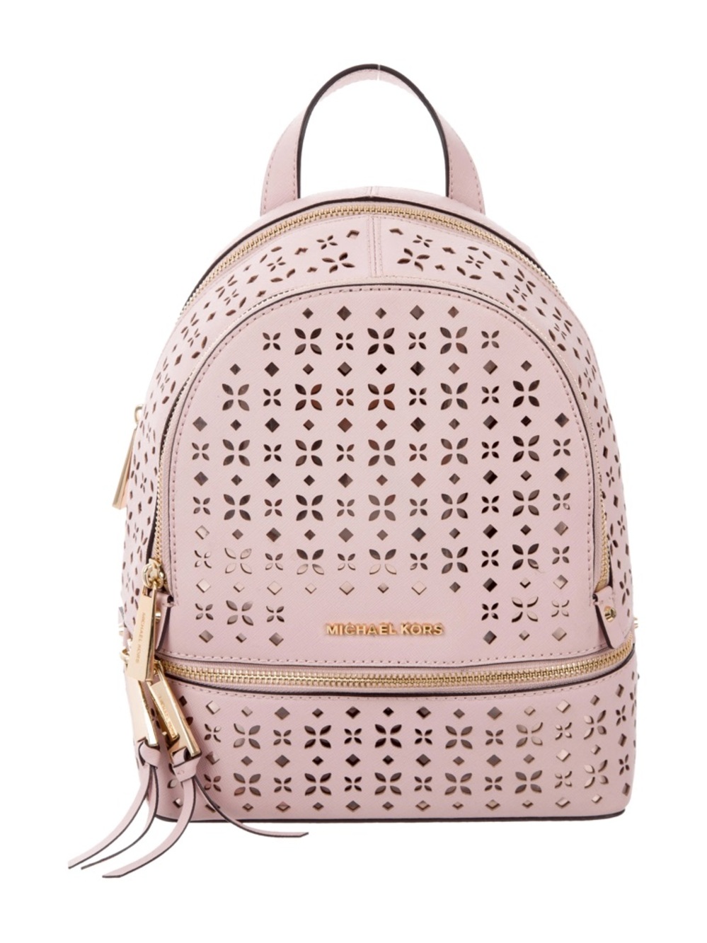 Michael Kors Blush Perforated Leather Mini Backpack with Gold Hardware